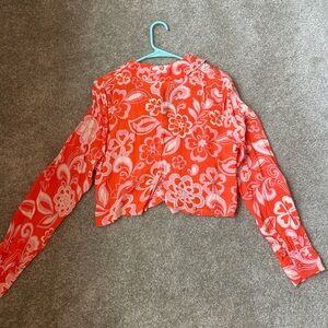 Olivaceous Red and Pink Floral Top
